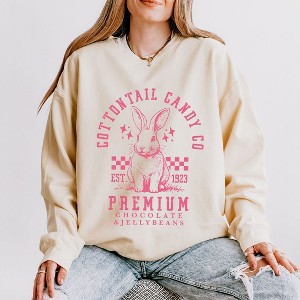 Simply Sage Market Women's Lightweight Garment Dyed Graphic Sweatshirt Cottontail Candy Premium Chocolate - 1 of 3