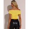 INSPIRE CHIC Women's Off Shoulder Short Sleeve Elastic Crop Shirts - 3 of 4