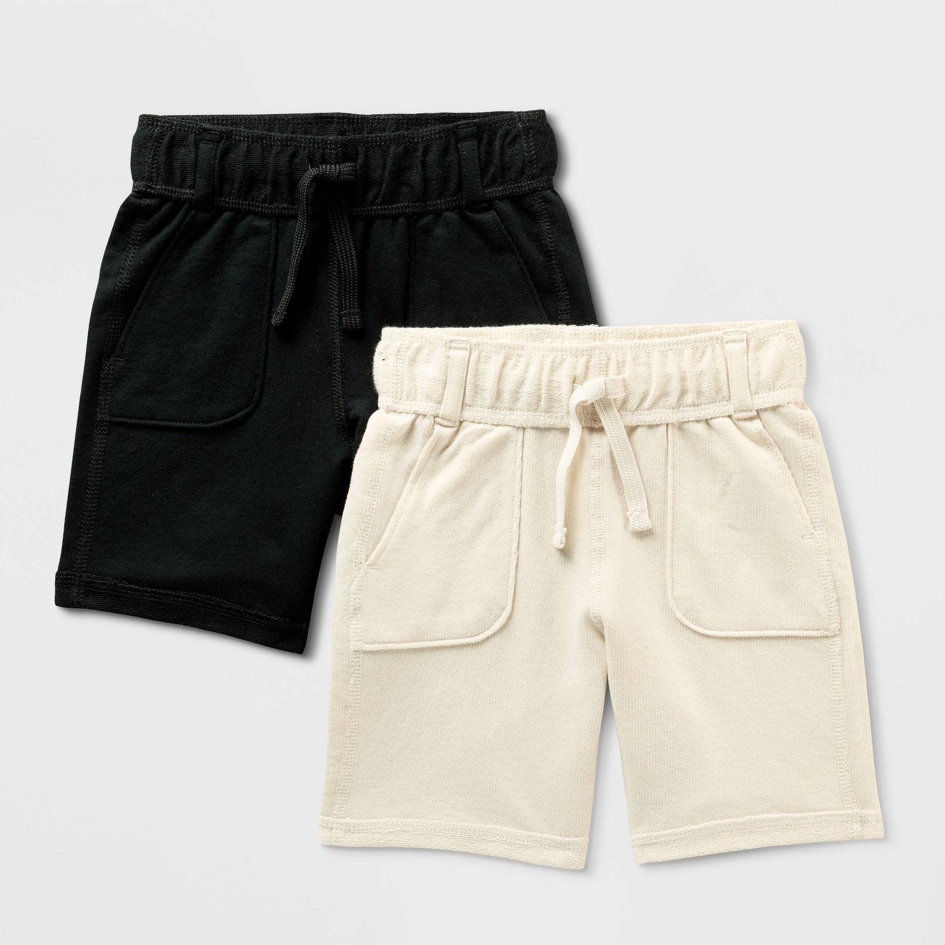 Toddler Boys' 2pk Adaptive Knit Shorts - Cat & Jack™ Black/Beige