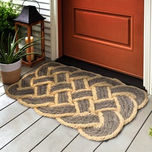 JONATHAN Y Maeve Classic Coastal Scalloped Basketweave Coir Indoor/Outdoor DoorMat - 1 of 4