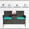 Outdoor Patio Loveseat Conversation Furniture Set, Cushions & Built-in Coffee Table, Small 2-in-1 2 Person Seating for Front Porch, Balcony - 4 of 4