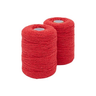 Bright Creations 2 Packs Red Cotton Twine, String for Arts and Crafts, Macrame, Baking (2mm, 216 Yards)