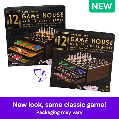 Детские игрушки Game Gallery 12 Classic Games in Wooden Storage House, Styles May Vary — фото 4