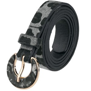 INSPIRE CHIC Womens Leopard Printed 0.7" Width Faux Fur Leather Retro Waist Belts 1Pc - 1 of 4