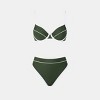 Women's Chic Olive Green/Black Colorblock Bikini Top - Cupshe - 3 of 4