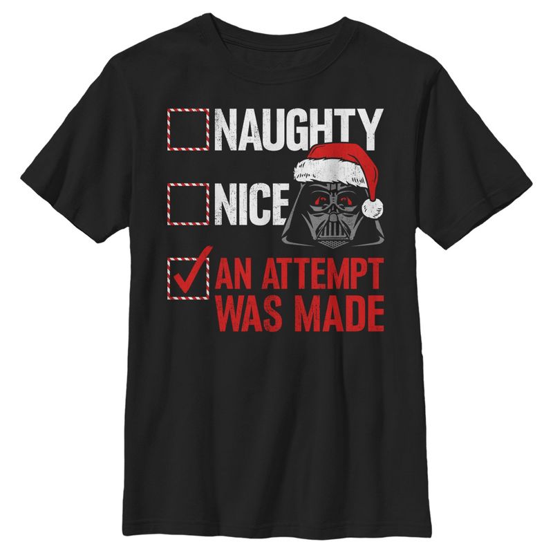 Boy's Star Wars Christmas Vader Attempt Made T-Shirt, 1 of 6