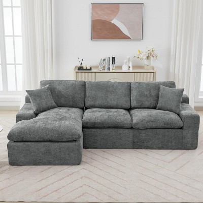 SKRAN 3-seat Sectionals with 5-Position Adjustable Backrest & Pillow, 107.9" Chenille Modular Sleeper Sofa, for Home Office Living Room,Apartment