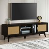 MAYEERTY 63" Dark Rattan TV Stand with 2 Storage Cabinets for 65inch TV, Entertainment Center with Solid Wood Legs for Living Room - 4 of 4