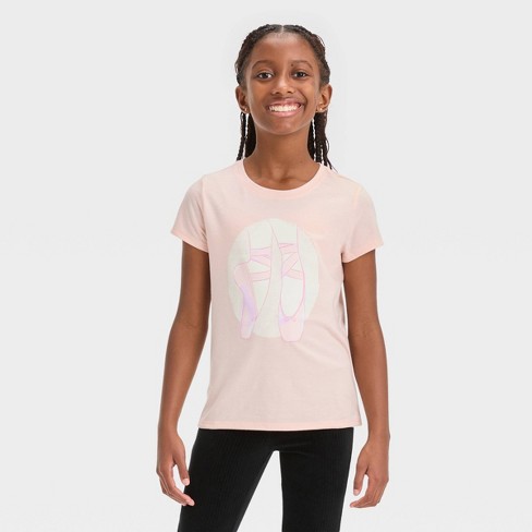 Girls' Short Sleeve 'ballet Slipper' Graphic T-shirt - Cat & Jack™ Light  Coral Pink Xl : Target