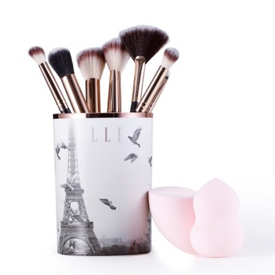 ELLE 10-Piece Professional Eye & Face Makeup Brush Set