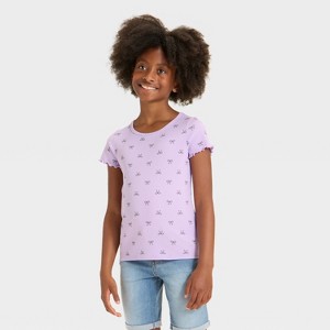 Girls' Short Sleeve Ribbed T-Shirt - Cat & Jack™ - 1 of 3
