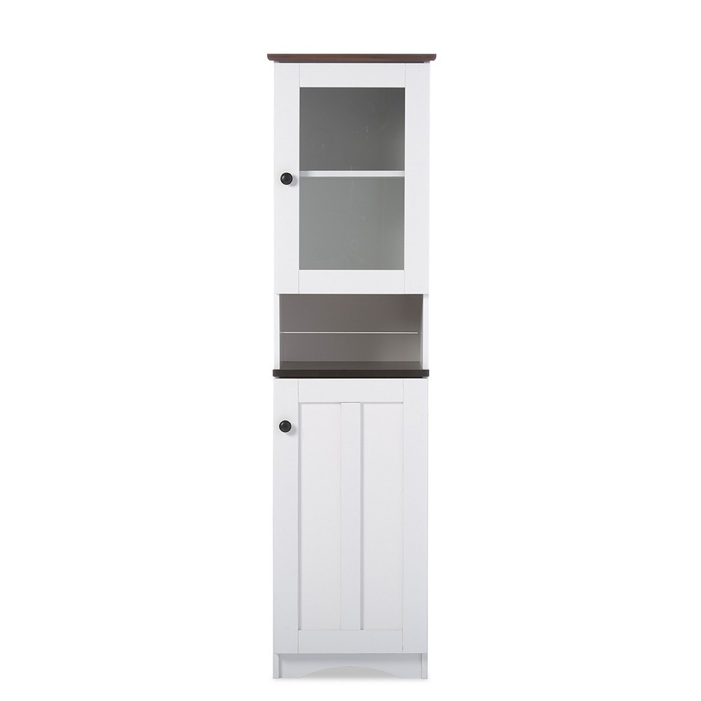 Photos - Display Cabinet / Bookcase Lauren TwoTone and Buffet and Hutch Kitchen Cabinet White/Dark Brown - Bax