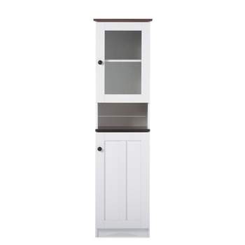 Lauren TwoTone and Buffet and Hutch Kitchen Cabinet White/Dark Brown - Baxton Studio