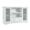 51" Farmhouse Buffet Cabinet with Drawers, Glass Doors & Adjustable Shelves  White Kitchen Sideboard Coffee Bar Storage Unit - 4 of 4