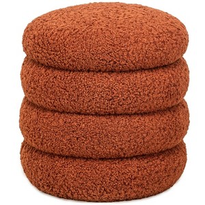 Nordlys Bouclé Pouf with Storage Vintage Style Upholstery Living Room - 1 of 4
