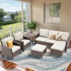 Buenhomino 5-Piece Outdoor Set – Sofa, 2 Single Chairs, 2 Ottomans & Table, Handwoven Wicker, Weather-Resistant Cushions for Patio - 2 of 4