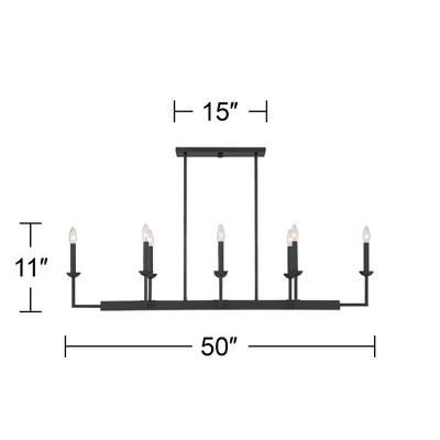 Elegant Black 52" Linear Candle Chandelier for Stylish Kitchens