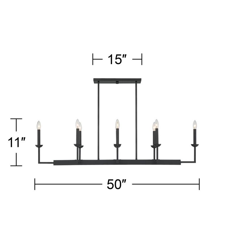 Possini Euro Design Black Linear Pendant Chandelier 50" Wide Industrial 8-Light Fixture for Kitchen Island Dining Room House Foyer, 4 of 10
