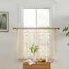HLC.ME Isabella Floral Rod Pocket Lace Semi Sheer Voile Short Cafe Tiers for Small Windows - 3 of 4