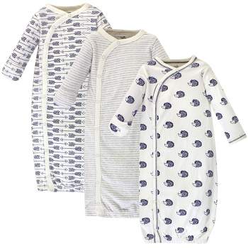 Touched by Nature Baby Organic Cotton Side-Closure Snap Long-Sleeve Gowns 3pk