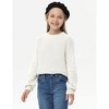 Girls Crewneck Knit Pullover Sweaters Long Lantern Sleeve Oversized Knit Cute Jumper Tops - 3 of 4