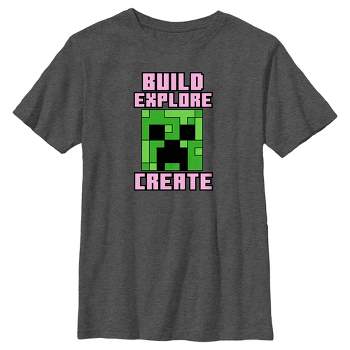 Boy's Minecraft Creeper Face Build Explore Create T-Shirt