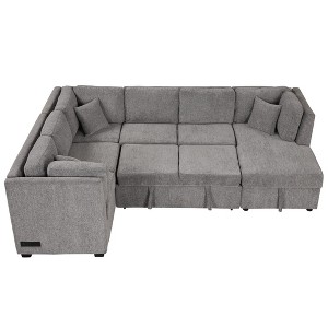 NicBex Modern 108.6" Pull Out Sofa Bed Chenille Convertible Sleeper Sofa with USB Ports and Storage Chaise for Living Room - 1 of 4