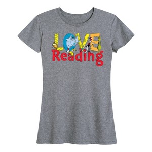 Women's - Dr. Seuss - The Cat In The Hat Book Cover Love Reading Short Sleeve Graphic T-Shirt - 1 of 4
