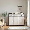 42.5" Modern Storage Sideboard – Adjustable Shelves, Anti-Tip Design for Kitchen, Living Room & Dining Room (Black/White) - 3 of 4