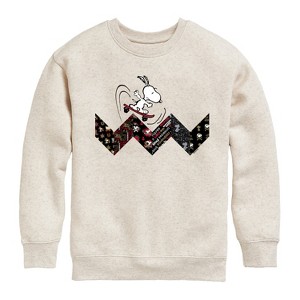 Boys' - Peanuts - Snoopy Skating Pattern Graphic Long Sleeve Fleece Sweatshirt - 1 of 4