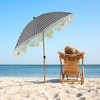 Northlight Striped Outdoor Macrame Boho Beach Market Umbrella with Tilt- 6.5' - Black and White - 2 of 4