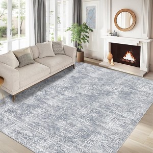Machine Washable Indoor Rug, Non-Slip Low Pile Carpet for Living Room Hallway, Soft Geometric Design, Stain Resistant & Foldable - 1 of 4