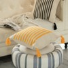 DEERLUX 16" Handwoven Cotton Throw Pillow Cover with Striped Lines, Yellow - 3 of 4