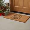 HomeRoots 24" X 36" Brown And Black Christmas Merry and Bright Outdoor Coir Door Mat - 2 of 4