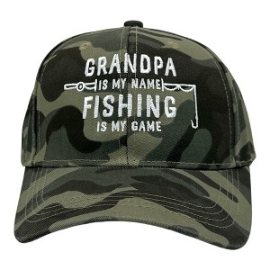 Grandpa Is My Name Fishing Is My Game Funny Fathers Day Cap - Crazy Dog - 1 of 4