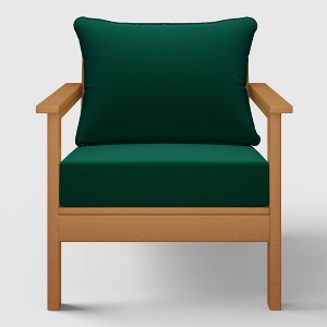 WestinTrends Avalon Teak Outdoor Modern HDPE Patio Club Chair with Deep Seat Cushions - 1 of 4