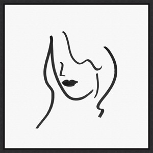 16" x 16" Muser II Woman by Isabelle Z Framed Canvas Wall Art Black - Amanti Art: Abstract Female Silhouette, Modern Decor - 1 of 4