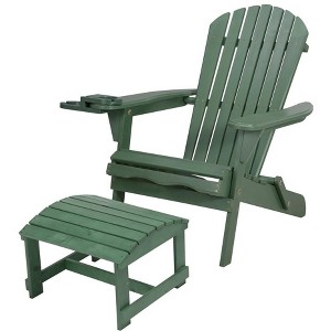 Jiallo Foldable Adirondack Chair with cup holders with Ottoman - 1 of 4
