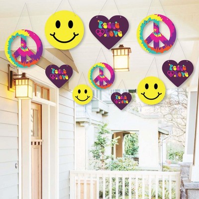 Big Dot of Happiness Hanging 60's Hippie - Outdoor 1960s Groovy Party Hanging Porch and Tree Yard Decorations - 10 Pieces