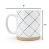 Elanze Designs Modern Plaid Raw Clay Bottom White 16 ounce Ceramic Coffee Mugs Set of 4 - 4 of 4