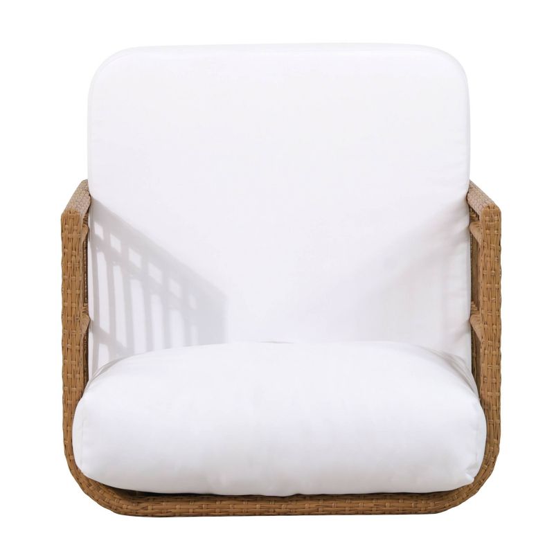 Nic Outdoor Wicker Club Chair with Cushion - Light Brown/White - Christopher Knight Home, 6 of 11