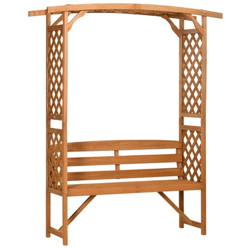 Outsunny Patio Garden Bench Arbor Arch With Pergola And 2