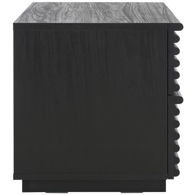 Averi Black 2-Drawer Slatted Wood Nightstand