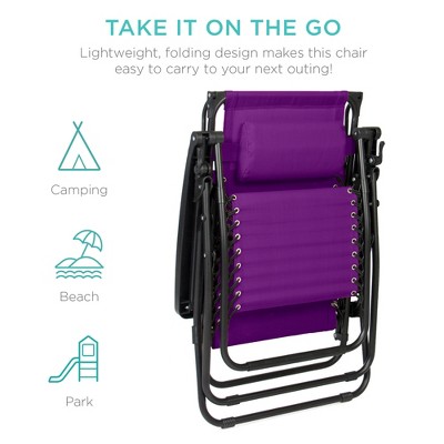 Amethyst Purple Folding Zero Gravity Recliner with Canopy Shade and Tray