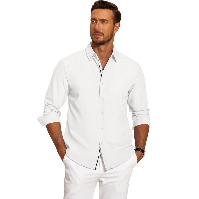 COOFANDY Mens Casual Button Down Shirt Untucked Long Sleeve Stretch Denim Dress Shirt