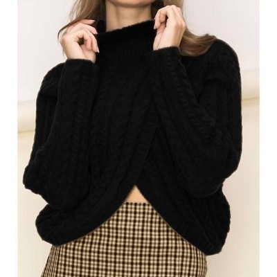 Women's Kelsey High Neck Twisted Front Sweater - Double Zero S