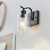 Dewdrop Vintage Black Wall Sconce with Clear Cylinder Glass Shade, Indoor Wall Mount Light Fixture - 2 of 4