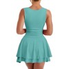 Clotth Elegant Women's Square Neck Ruffle Hem Mini Dress Ruched Waist Short Party Dresses - 3 of 4