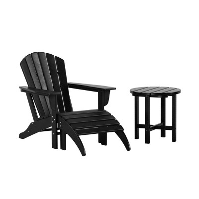 WestinTrends Dylan HDPE Outdoor Patio Adirondack Chair with Ottoman and Side Table (3-Piece)