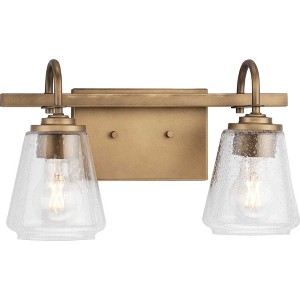 Progress Lighting Martenne 2-Light Vanity Aged Bronze Wall Light with Seeded Glass Shades - 1 of 3